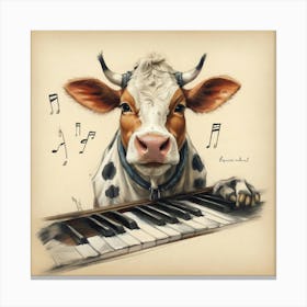 Cow Playing Piano 7 Canvas Print