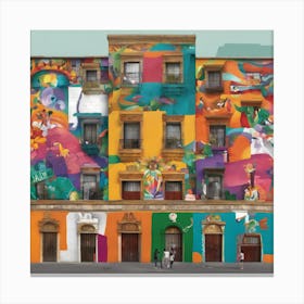 Colorful Mexican Building Canvas Print