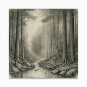 Stream In The Forest Canvas Print