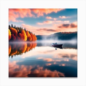 A lonely boat on a lake Canvas Print