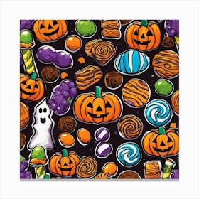 Halloween Candy Seamless Pattern 5 Canvas Print