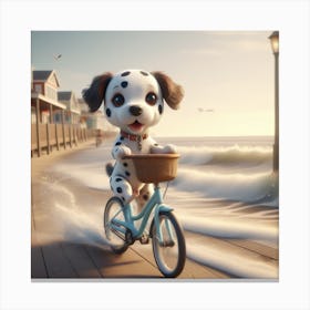 Dalmatian On A Bicycle art 1 Canvas Print