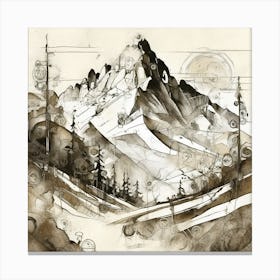 Firefly An Illustration Of A Beautiful Majestic Cinematic Tranquil Mountain Landscape In Neutral Col (41) Canvas Print