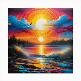 Sunrise color behind clouds Canvas Print