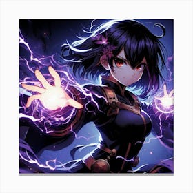 Anime Girl With Lightning Canvas Print