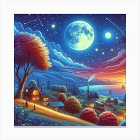 Night In The Village Canvas Print