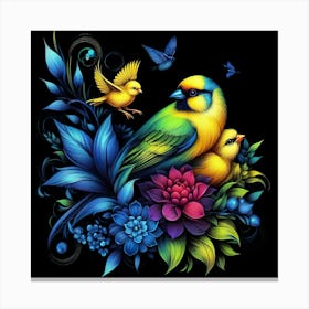 Birds And Flowers 2 Canvas Print