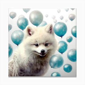 Polar Bear With Balloons Canvas Print