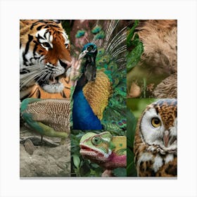 Collage Of Zoo Animals Canvas Print