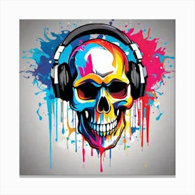 Skull With Headphones 7 Canvas Print