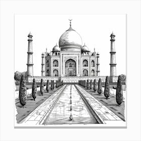 A Taj Mahal In Agra Hand Drawn Sketch Illustrati 1719953542 4 Canvas Print