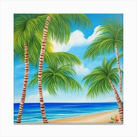 Palm Trees On The Beach 10 Canvas Print