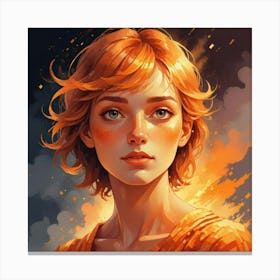 Girl With Orange Hair 1 Canvas Print