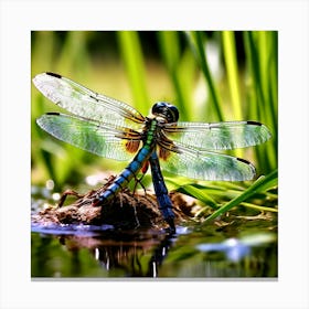 Nature Dragonfly Mating Couple Insect Sitting Duck Pond Lively Dvd Fauna Wild Animal Gras (6) Canvas Print