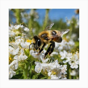 Bee On Flower Canvas Print