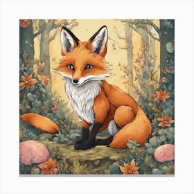 677723 Oil Painting, A Cute Fox In A Beautiful Forest Wit Xl 1024 V1 0 Canvas Print