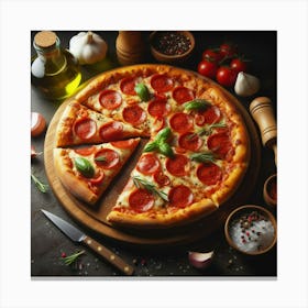 Pepperoni Pizza 4 Canvas Print