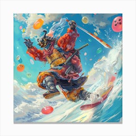 Myeera Surf As A Ninja Samurai Action Pose Jumping Through The Canvas Print