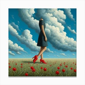 Girl In A Field Canvas Print