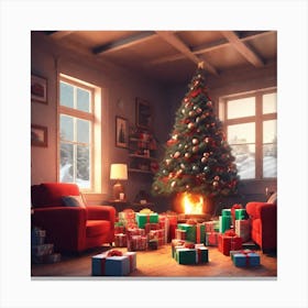Christmas Tree In The Living Room 53 Canvas Print
