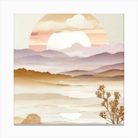 Sunset Landscape gold and lilac Canvas Print