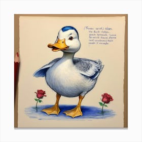 Duck With Roses 4 Canvas Print