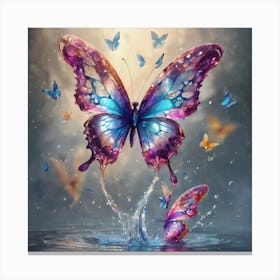 Butterfly In The Water Canvas Print