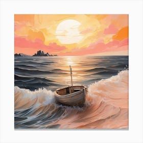 Boat At Sunset Canvas Print Canvas Print