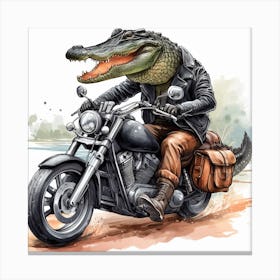 Alligator On A dirt bike Canvas Print