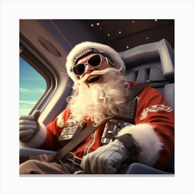 Santa Claus In A Plane Canvas Print