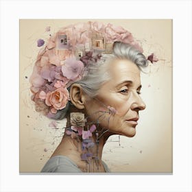 Lady With Flowers In Her Head Canvas Print