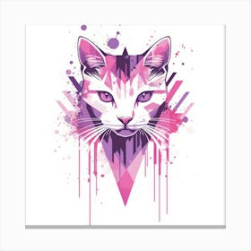 Color Drip Animal T Shirt Design A Geometric Cat Canvas Print