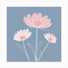 A White And Pink Flower In Minimalist Style Square Composition 582 Canvas Print
