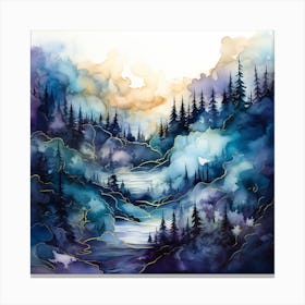 Watercolor Of A Forest Canvas Print