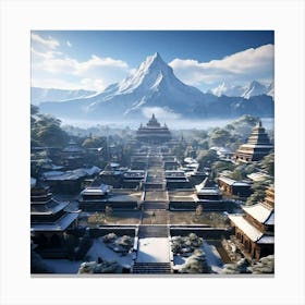 City In The Snow Canvas Print