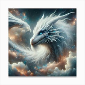 White Dragon In The Clouds Canvas Print