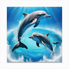 Dolphins In The Sea 3 Canvas Print