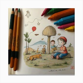 dibuja el cuento de los 1 chanchitos Canvas Print