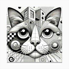 Midnight Pavement City Cat Canvas Print