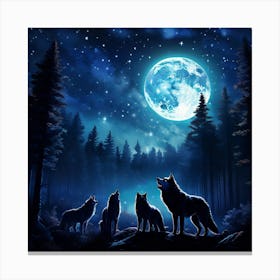 Howling Wolves art print Canvas Print