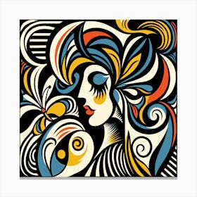 Stunning Abstract Portrait with Butterfly I Canvas Print