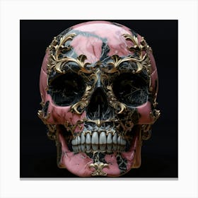Pink Marble Skull 1 Canvas Print