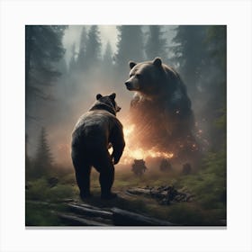 Two Bears In The Forest Canvas Print