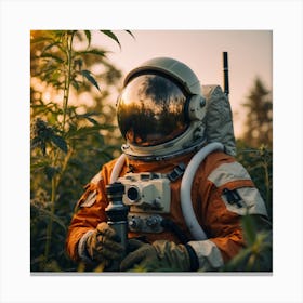 Astronaut In Cannabis Field Canvas Print