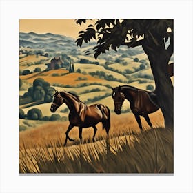 Horses In The Countryside 1 Canvas Print