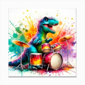 Dinosaur Drumming 1 Canvas Print