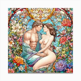 Couple In Stained Glass Canvas Print