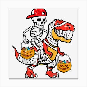 Kids Cool Skeleton Cap Riding Dinosaur Mummy Halloween Boys Kids Canvas Print