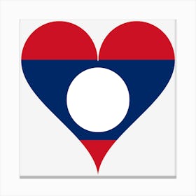 Heart Love Laos Asia South East Asia Flag Canvas Print