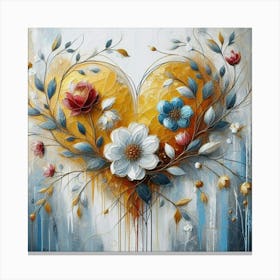 Heart shaped flowers acrylic art 9 Canvas Print